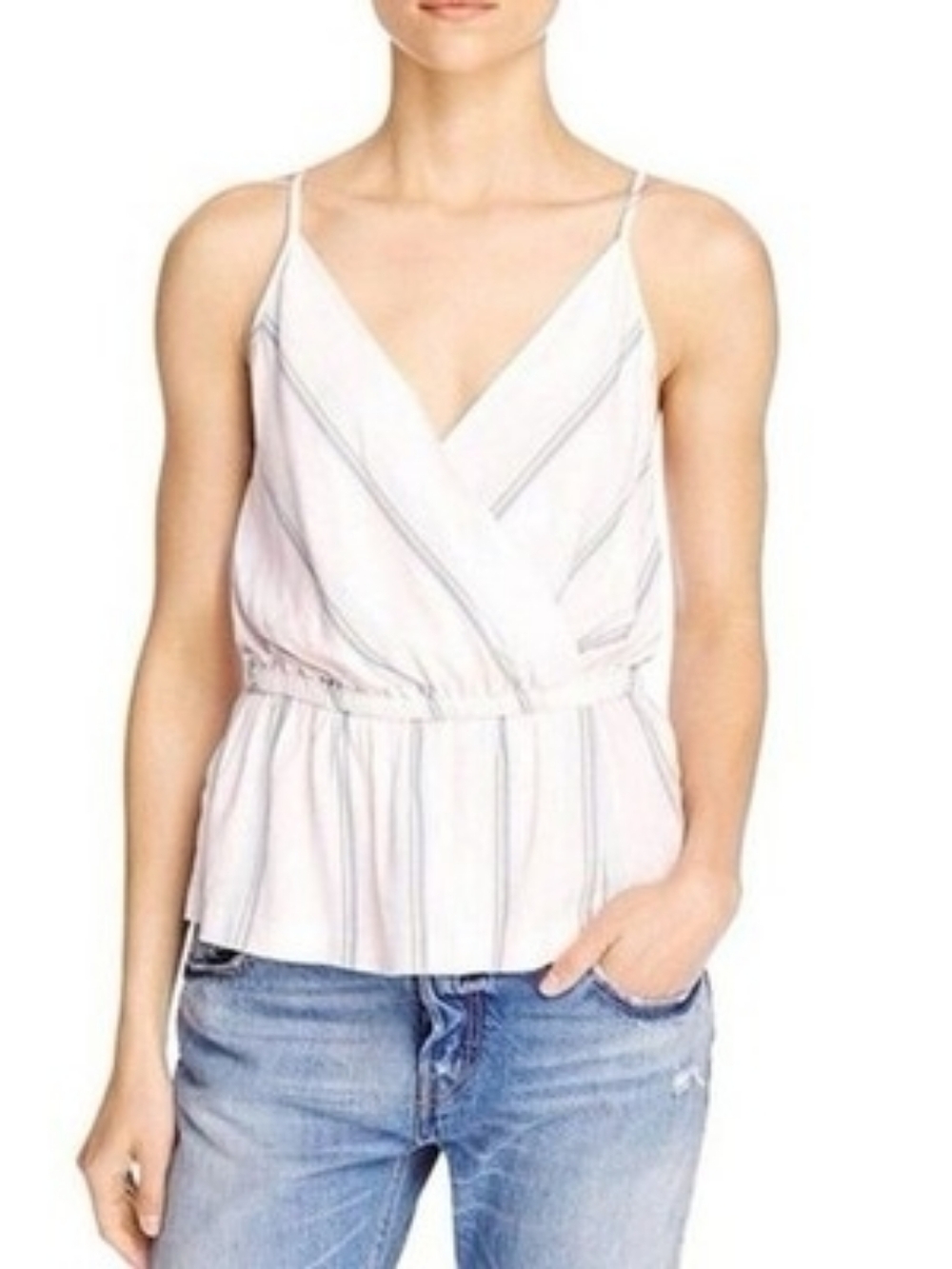Free People Psychedelic Summer striped Top pastel pink peplum tank women's small